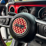 Jeep Wrangler JL Gladiator Steering Wheel Maroon and Tan Circle Checkered Flag Vinyl Decal Sticker - Tiny Wrapz