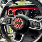 Jeep Wrangler JL Gladiator Steering Wheel Maroon and Tan Circle Checkered Flag Vinyl Decal Sticker - Tiny Wrapz
