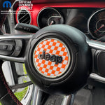 Jeep Wrangler JL Gladiator Steering Wheel Orange & White Checkered Flag Vinyl Decal Sticker - Tiny Wrapz