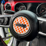 Jeep Wrangler JL Gladiator Steering Wheel Orange & White Checkered Flag Vinyl Decal Sticker - Tiny Wrapz