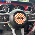 Jeep Wrangler JL Gladiator Steering Wheel Orange & White Checkered Flag Vinyl Decal Sticker - Tiny Wrapz