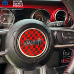 Jeep Wrangler JL Gladiator Steering Wheel Red & Black Circle Checkered Flag Vinyl Decal Sticker - Tiny Wrapz