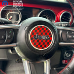 Jeep Wrangler JL Gladiator Steering Wheel Red & Black Circle Checkered Flag Vinyl Decal Sticker - Tiny Wrapz