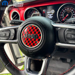 Jeep Wrangler JL Gladiator Steering Wheel Red & Black Circle Checkered Flag Vinyl Decal Sticker - Tiny Wrapz