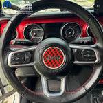 Jeep Wrangler JL Gladiator Steering Wheel Red & Black Circle Checkered Flag Vinyl Decal Sticker - Tiny Wrapz