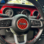Jeep Wrangler JL Gladiator Steering Wheel Red & Black Circle Checkered Flag Vinyl Decal Sticker - Tiny Wrapz