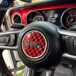 Jeep Wrangler JL Gladiator Steering Wheel Red & Black Circle Checkered Flag Vinyl Decal Sticker - Tiny Wrapz
