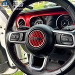 Jeep Wrangler JL Gladiator Steering Wheel Red & Black Circle Checkered Flag Vinyl Decal Sticker - Tiny Wrapz