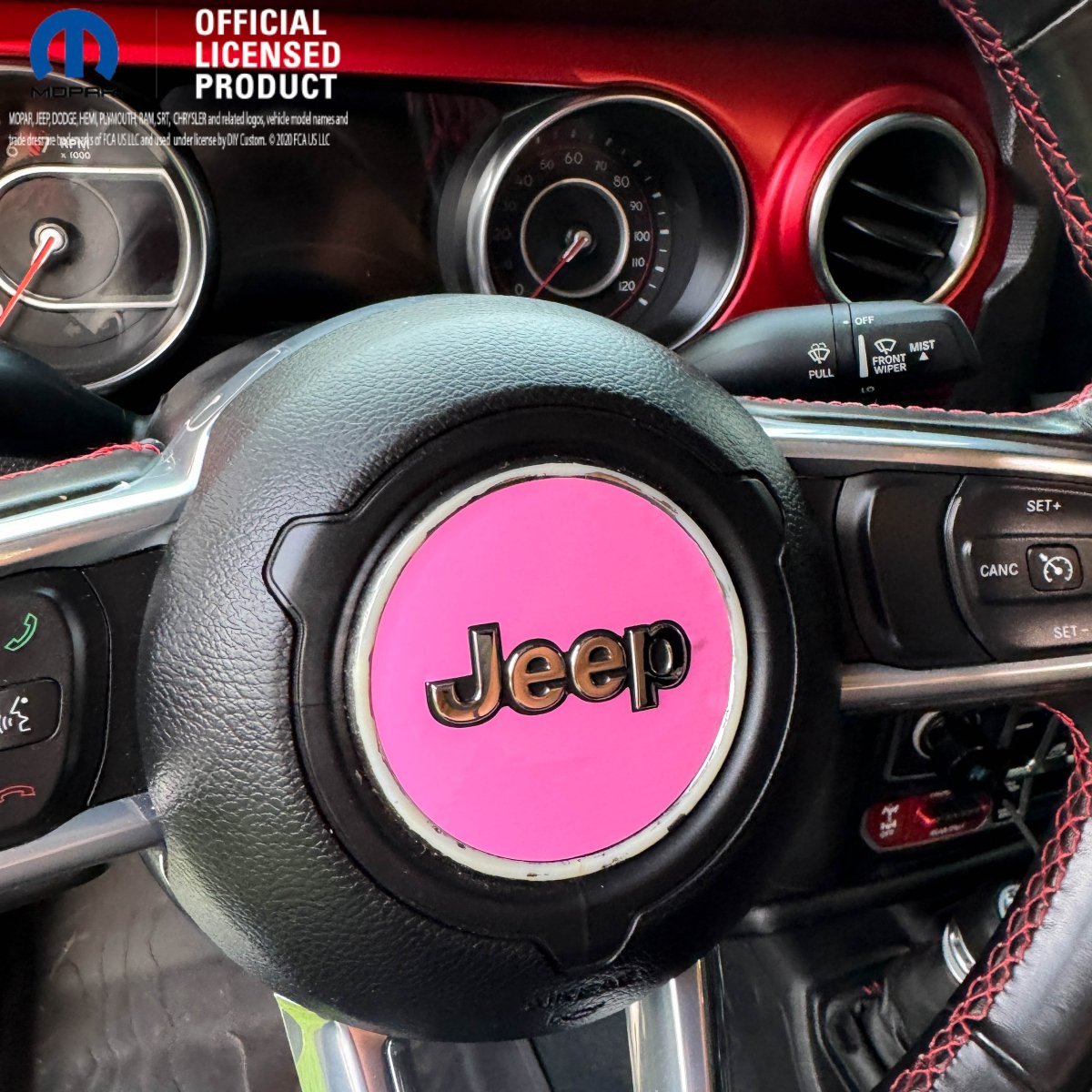 Jeep Wrangler Steering Wheel Circle Gloss Pink Vinyl Decal Sticker - Tiny Wrapz