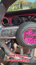 Jeep Wrangler JL Gladiator Steering Wheel Circle Pink Flames Vinyl Decal Sticker