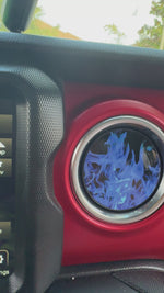Jeep AC Vent Blue Flames 4 x Decals Fits 2011-2026 Wrangler JK Wrangler JL Gladiator