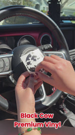 Jeep Wrangler JK Steering Wheel Circle Black Cow Print Vinyl Decal Sticker 2007-2017