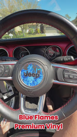 Jeep Wrangler JL Gladiator Steering Wheel Circle Blue Flames Vinyl Decal Sticker