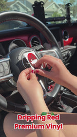 Jeep Wrangler JK Steering Wheel Circle Dripping Red Vinyl Decal Sticker 2007-2017