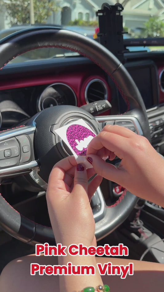 Jeep Wrangler JL Gladiator Steering Wheel Circle Pink Leopard Vinyl Decal Sticker