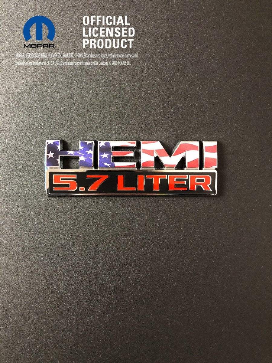 RAM 1500 HEMI Fender Emblem Overlay Decals (Pair) AMERICAN FLAG Fits 2013 - 2024 - Tiny Wrapz