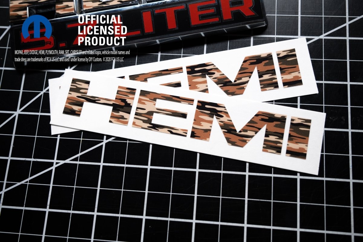 RAM 1500 HEMI Fender Emblem Overlay Decals (Pair) CAMO Fits 2013 - 2024 - Tiny Wrapz