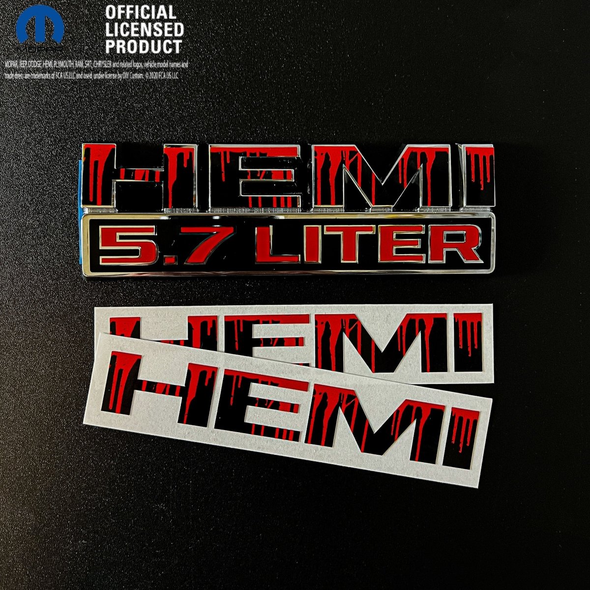 RAM 1500 HEMI Fender Emblem Overlay Decals (Pair) DRIPPING RED Fits 2013 - 2024 - Tiny Wrapz