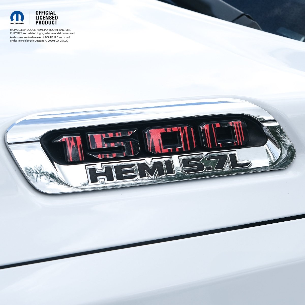RAM 1500 Hood Emblem Overlay Decals L&R DRIPPING RED Fits 2019 - 2026 RAM Trucks - Tiny Wrapz