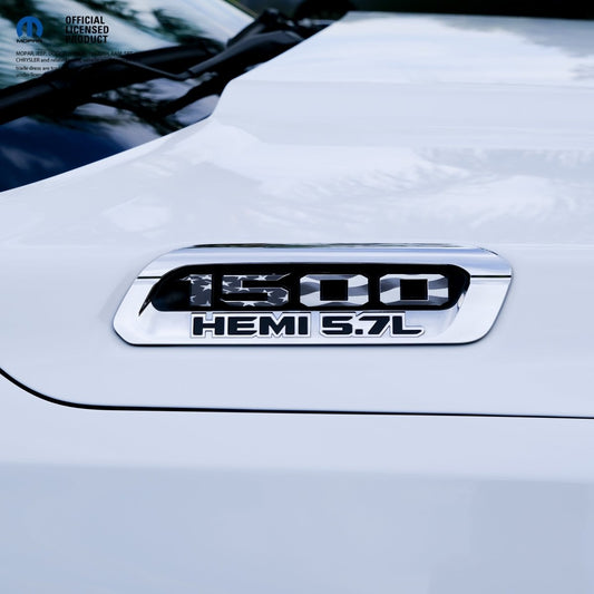 RAM 1500 Hood Emblem Overlay Decals L&R Grayscale American Flag Fits 2019 - 2026 RAM Trucks - Tiny Wrapz
