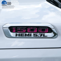 RAM 1500 Hood Emblem Overlay Decals L&R PINK FIRE FLAMES Fits 2019 - 2026 RAM Trucks - Tiny Wrapz