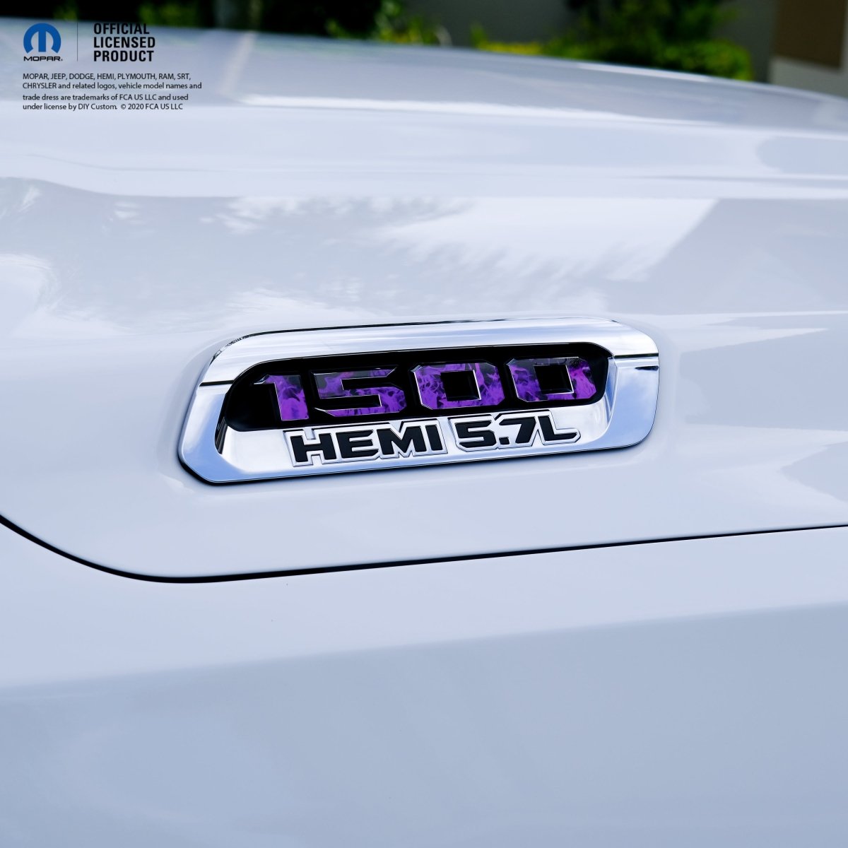 RAM 1500 Hood Emblem Overlay Decals L&R PURPLE FIRE FLAMES Fits 2019 - 2026 RAM Trucks - Tiny Wrapz