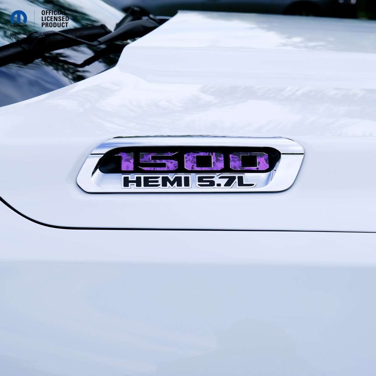 RAM 1500 Hood Emblem Overlay Decals L&R PURPLE FIRE FLAMES Fits 2019 - 2026 RAM Trucks - Tiny Wrapz