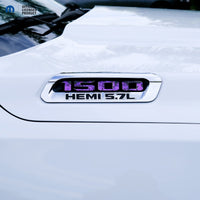 RAM 1500 Hood Emblem Overlay Decals L&R PURPLE FIRE FLAMES Fits 2019 - 2026 RAM Trucks - Tiny Wrapz