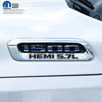 RAM 1500 Hood Emblem Overlay Decals L&R THIN BLUE LINE AMERICAN FLAG Fits 2019 - 2026 RAM Trucks - Tiny Wrapz