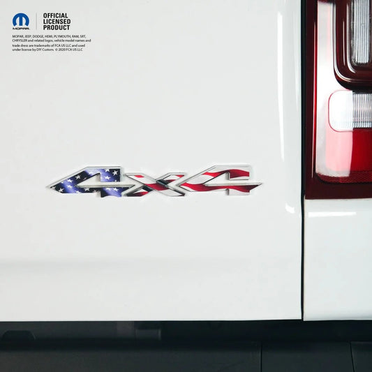 RAM 4x4 Emblem Overlay Decals AMERICAN FLAG Fits 2009 - 2026 1500 - 5500 - Tiny Wrapz
