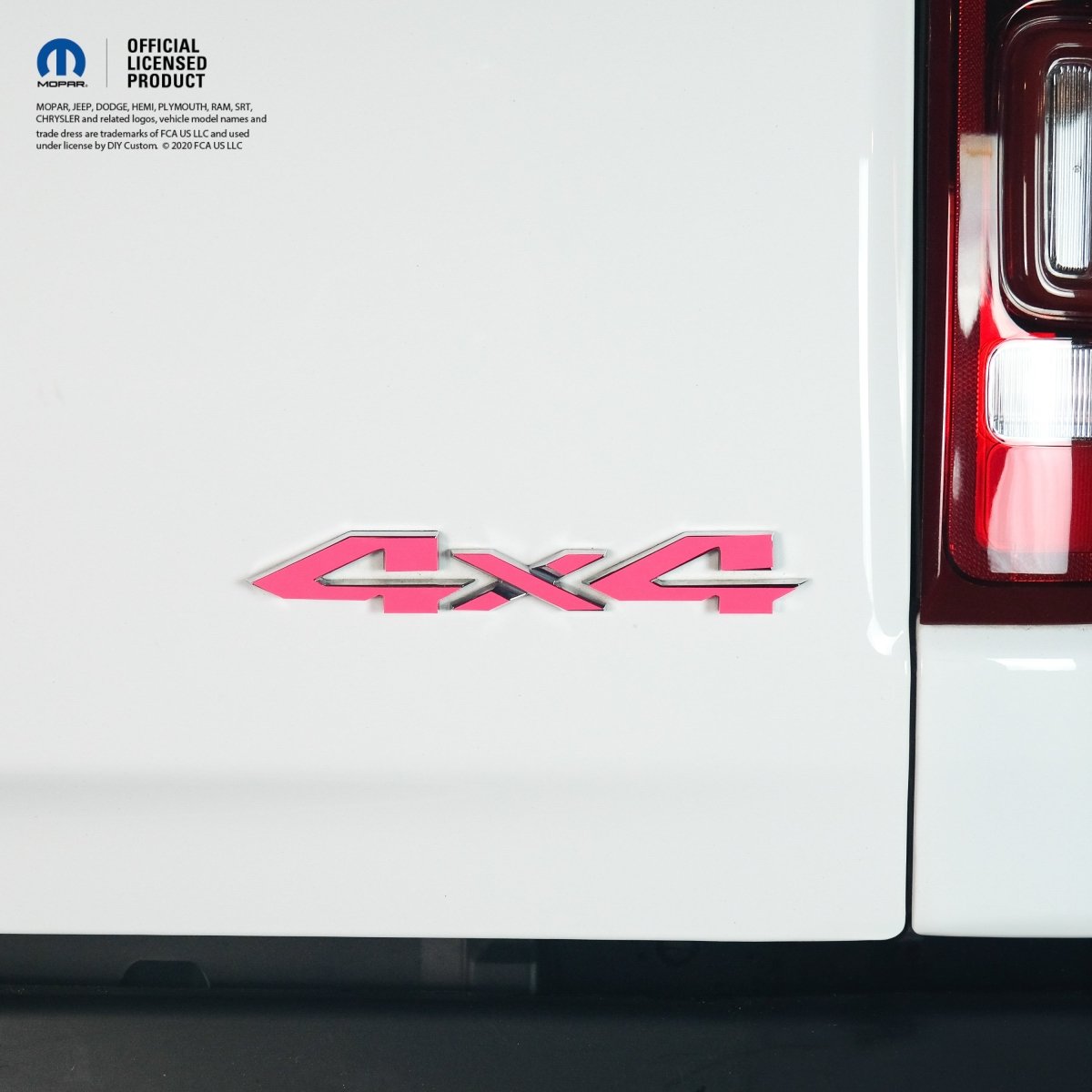 RAM 4x4 Emblem Overlay Decals FLUORESCENT HOT PINK Fits 2009 - 2026 1500 - 5500 - Tiny Wrapz