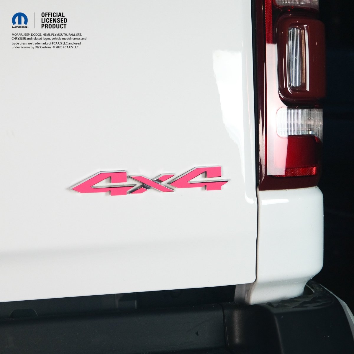RAM 4x4 Emblem Overlay Decals FLUORESCENT HOT PINK Fits 2009 - 2026 1500 - 5500 - Tiny Wrapz