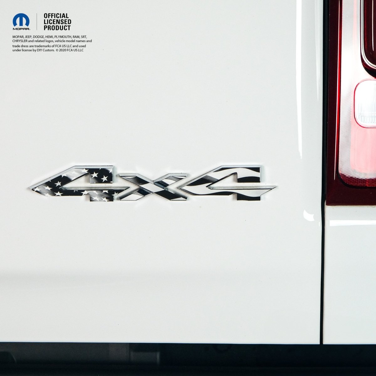 RAM 4x4 Emblem Overlay Decals GRAYSCALE AMERICAN FLAG Fits 2009 - 2026 1500 - 5500 - Tiny Wrapz