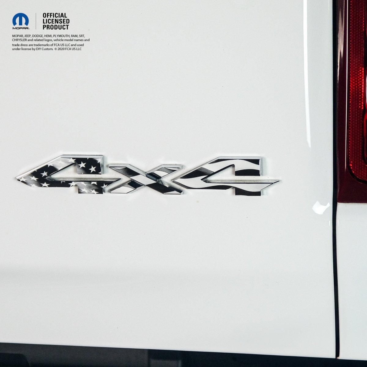 RAM 4x4 Emblem Overlay Decals GRAYSCALE AMERICAN FLAG Fits 2009 - 2026 1500 - 5500 - Tiny Wrapz