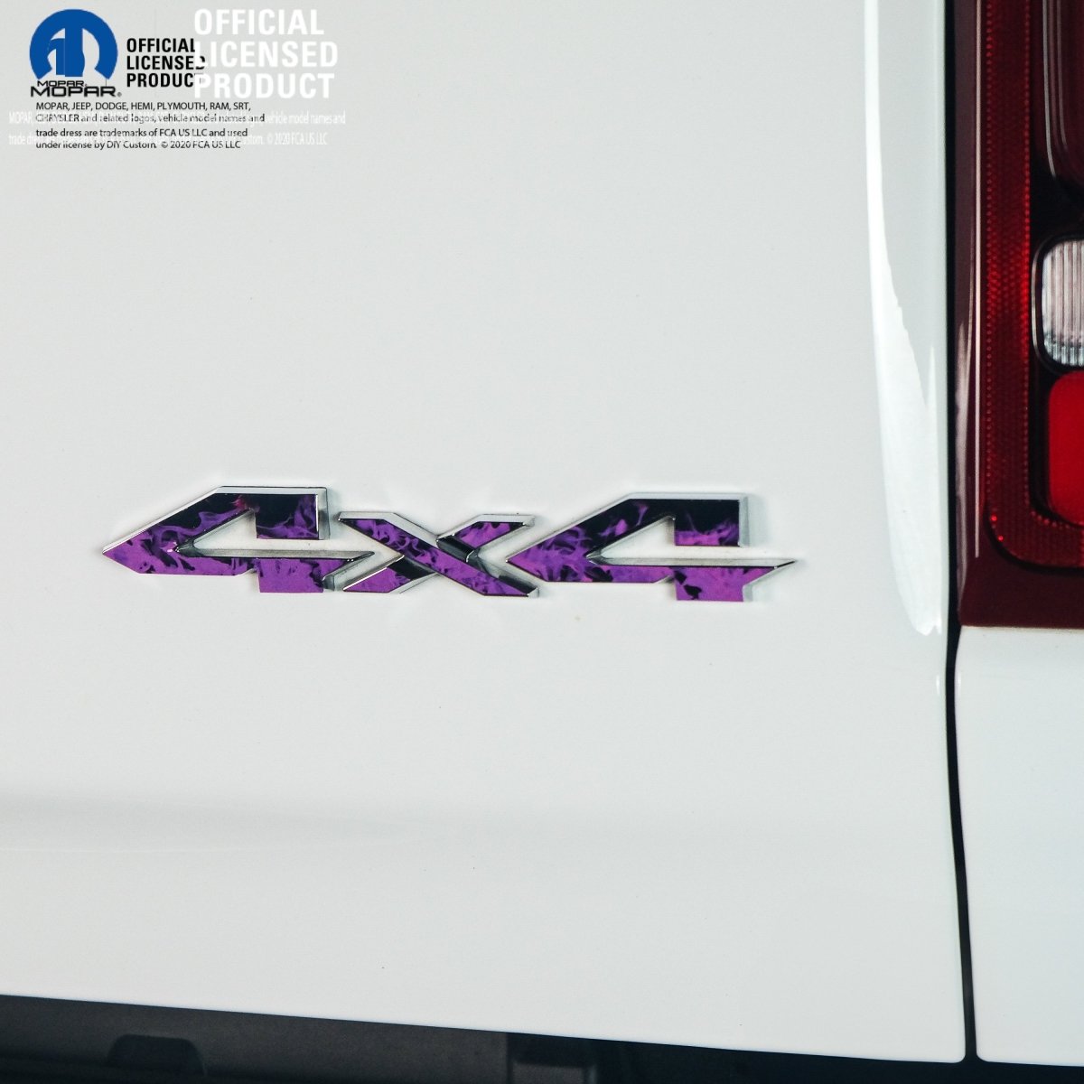 RAM 4x4 Emblem Overlay Decals PURPLE FIRE FLAMES Fits 2009 - 2026 1500 - 5500 - Tiny Wrapz