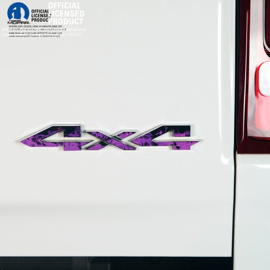 RAM 4x4 Emblem Overlay Decals PURPLE FIRE FLAMES Fits 2009 - 2026 1500 - 5500 - Tiny Wrapz