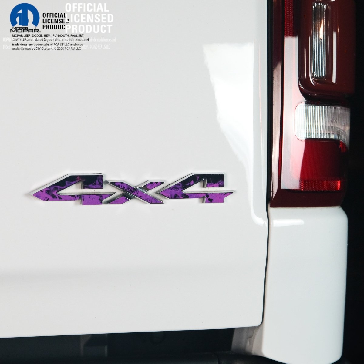 RAM 4x4 Emblem Overlay Decals PURPLE FIRE FLAMES Fits 2009 - 2026 1500 - 5500 - Tiny Wrapz