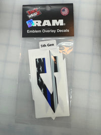 RAM 4x4 Emblem Overlay Decals Thin Blue Line AMERICAN FLAG Fits 2009-2026 1500-5500 - Tiny Wrapz
