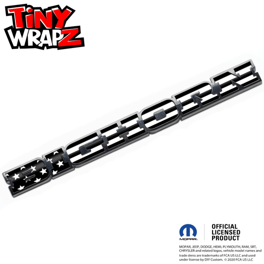 RAM Bighorn Emblem Overlay Decals Black & White American Flag Fits 2019-2026 - Tiny Wrapz