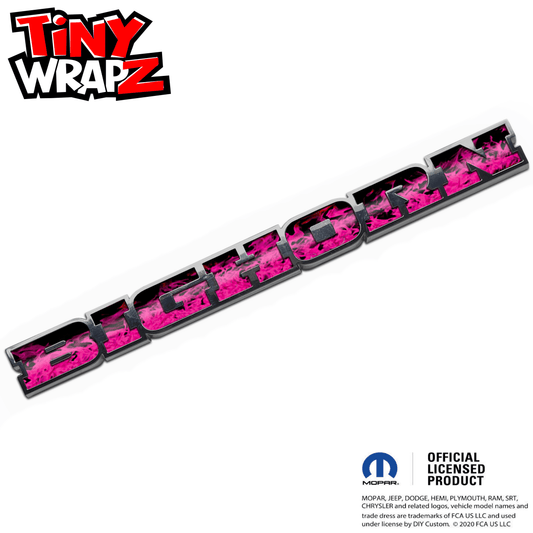 RAM Bighorn Emblem Overlay Decals Pink Flames Fits 2019-2026 - Tiny Wrapz