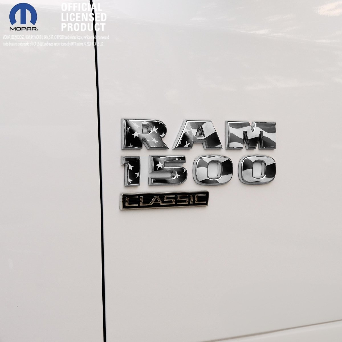 RAM Classic 1500 - 3500 Door Emblem Decals Grayscale American Flag Fits 2009 - 2024 - Tiny Wrapz