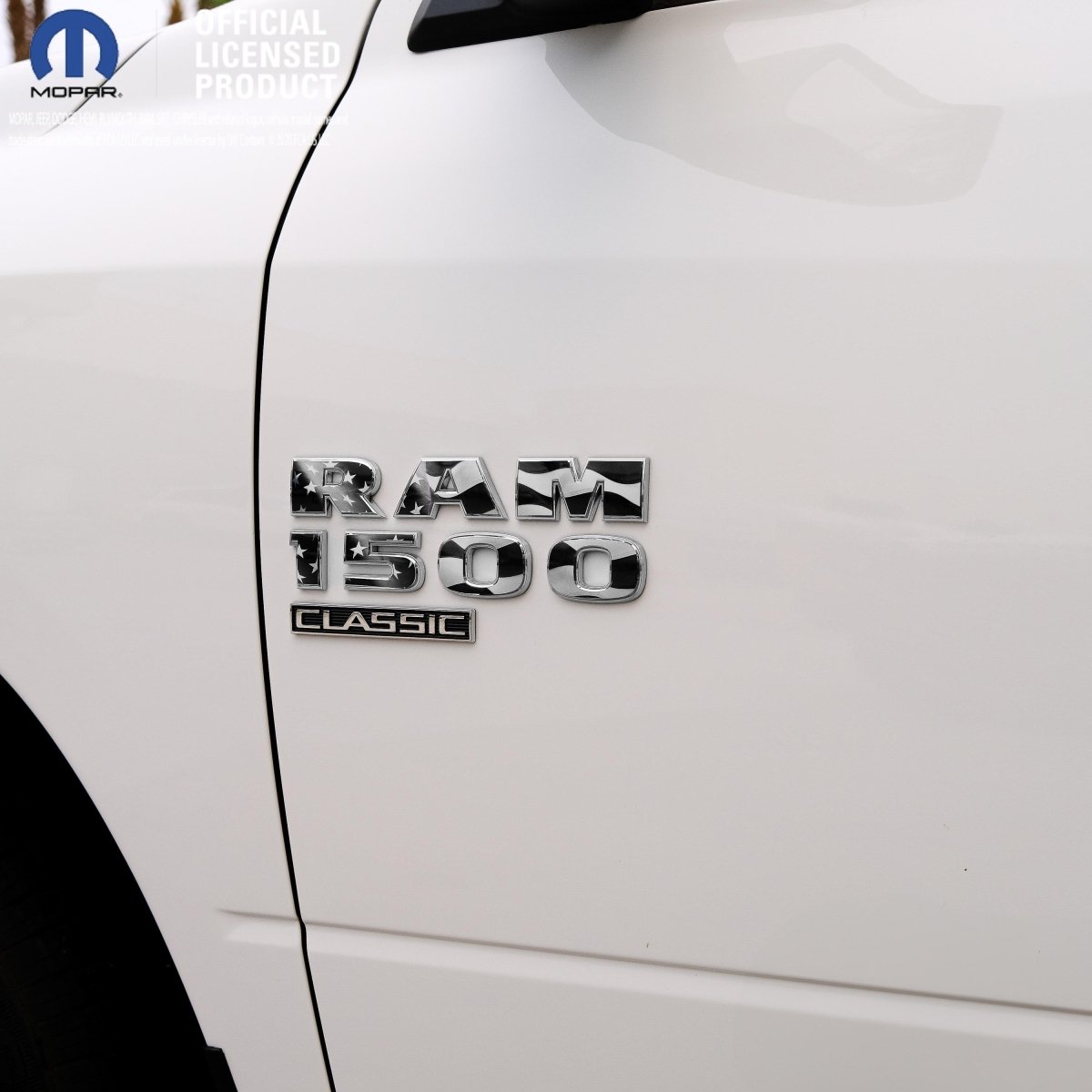 RAM Classic 1500 - 3500 Door Emblem Decals Grayscale American Flag Fits 2009 - 2024 - Tiny Wrapz