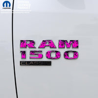 RAM Classic 1500 - 3500 Door Emblem Decals PINK FLAMES Fits 2009 - 2024 - Tiny Wrapz