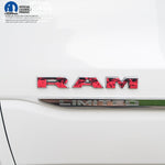 RAM Door x2 Emblem Overlay Decals L&R RED FIRE FLAMES Fits 2019 - 2026 RAM Trucks - Tiny Wrapz