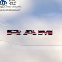 RAM Door x2 Emblem Overlay Decals L&R Thin Red Line Flag Fits 2019 - 2026 RAM Trucks - Tiny Wrapz