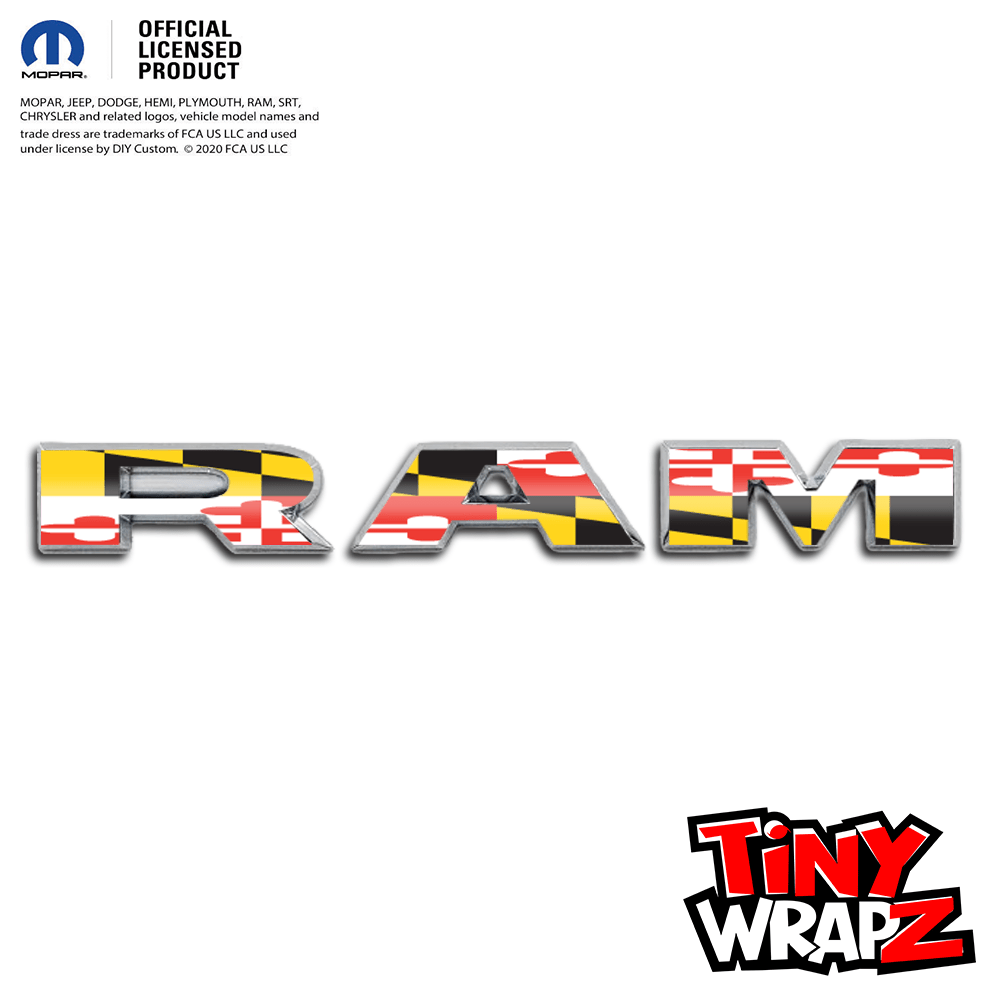 RAM Door x2 Emblem Overlay Decals MARYLAND FLAG Fits 2019-2027 RAM Trucks - Tiny Wrapz