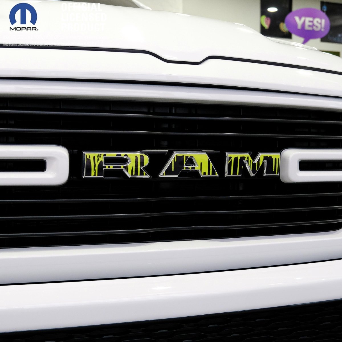 RAM Grill Emblem Overlay Decals DRIPPING GREEN Fits 2009 - 2026 1500 - 5500 - Tiny Wrapz