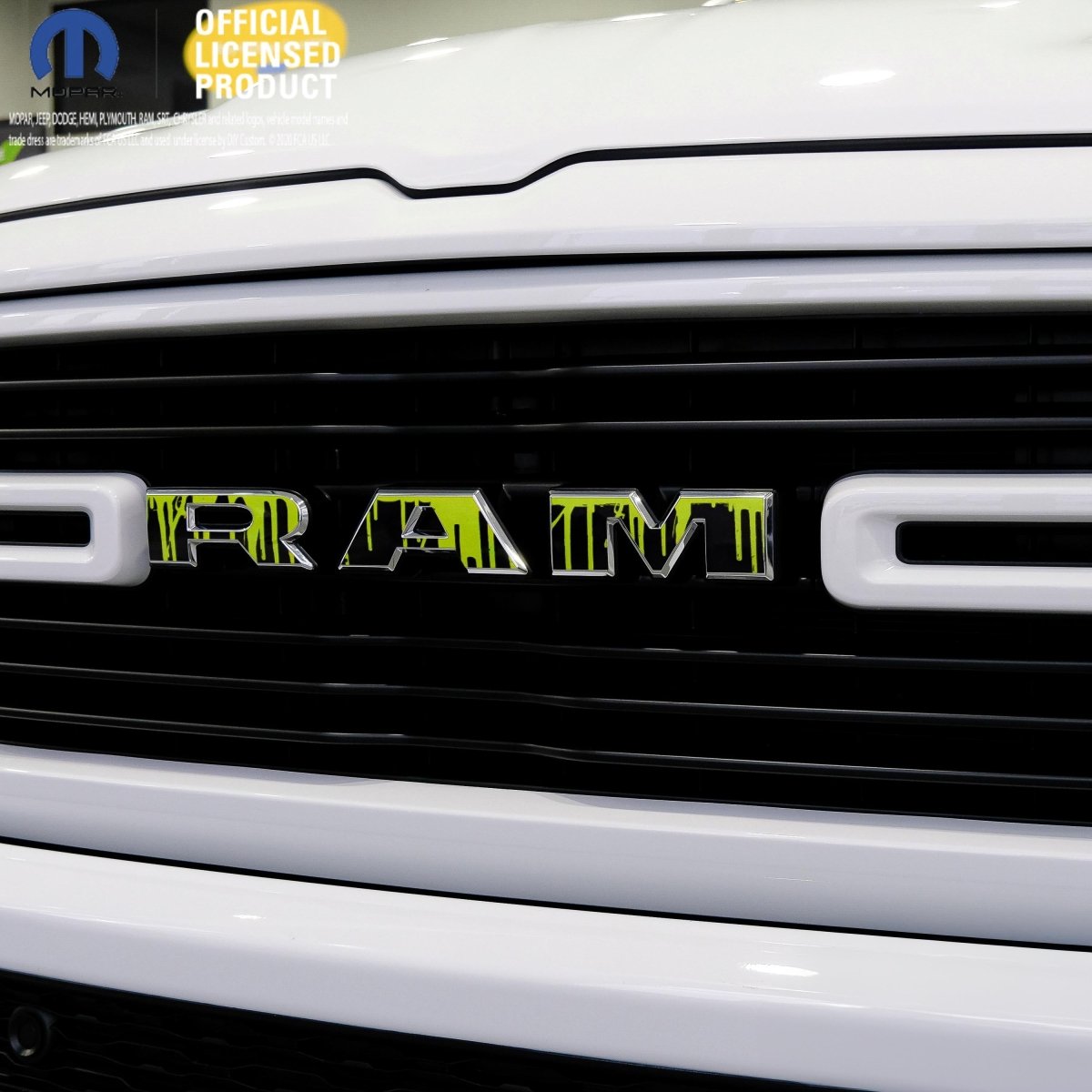 RAM Grill Emblem Overlay Decals DRIPPING GREEN Fits 2009 - 2026 1500 - 5500 - Tiny Wrapz