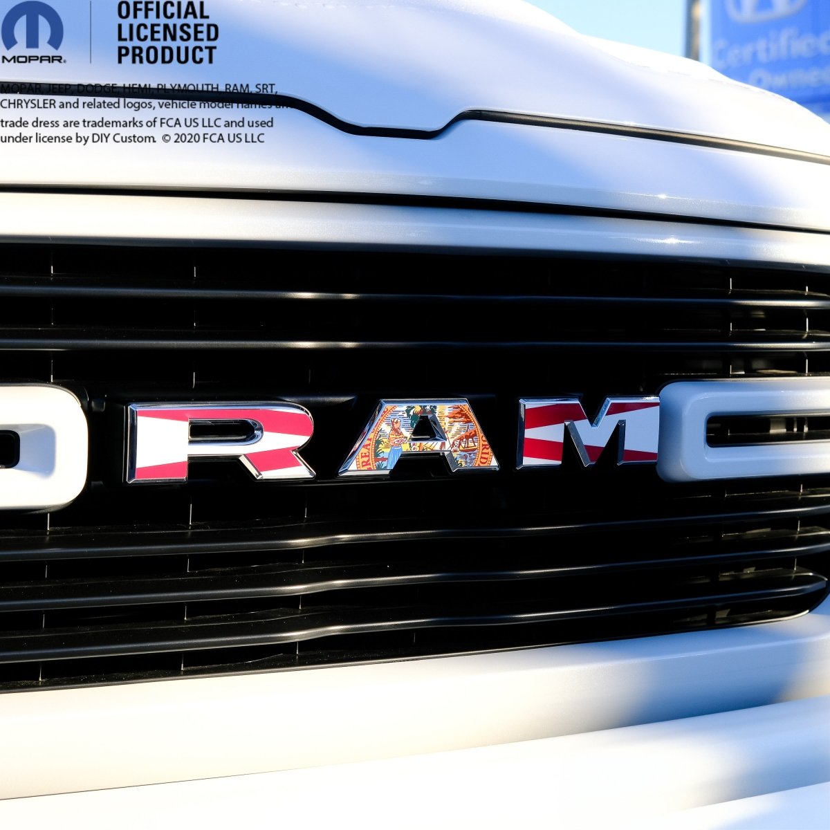 RAM Grill Emblem Overlay Decals FLORIDA STATE FLAG Fits 2009 - 2026 1500 - 5500 - Tiny Wrapz