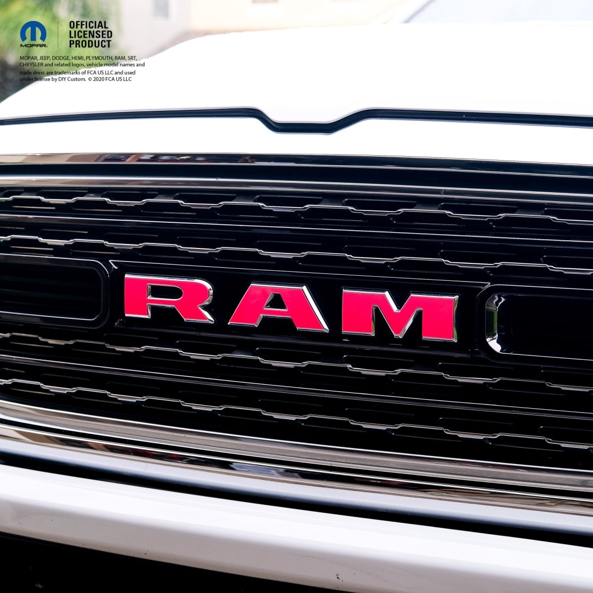 RAM Grill Emblem Overlay Decals FLUORESCENT HOT PINK Fits 2009 - 2026 1500 - 5500 - Tiny Wrapz